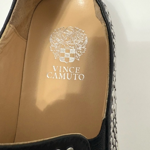 Vince Camuto Black Leather Silver Studded Slip-On Sneakers, Shoes w Rubber Sole - Picture 6 of 12